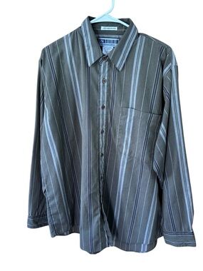 Untied long-sleeve dress shirt, size XL, office, dressy, party, vertical stripes